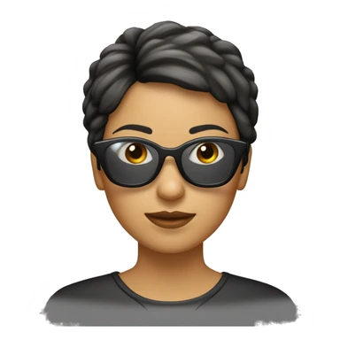 Una mujer con pelo corto  liso flequillo y gafas sticker