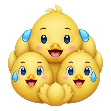 Emoji, yellow round laughing face, blue tears of joy on chicks  sticker
