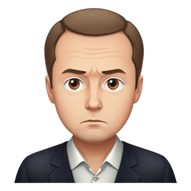 portrait of Medvedev with a round face, serious and focused expression sticker