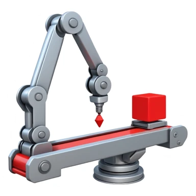 robot arm which is picking block on conveyor belt sticker