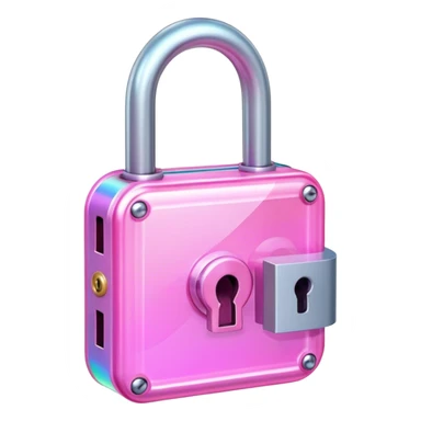 Holographic and glassmorphic pink lock sticker