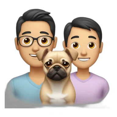 Asian man with a chihuahua and pug sticker