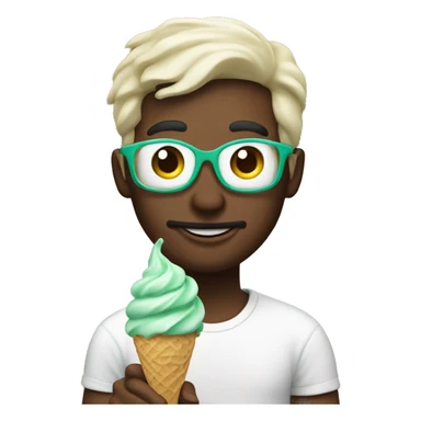 Man enjoying mint chip ice cream  sticker