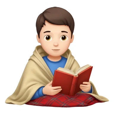 Boy reading a book under a blanket sticker
