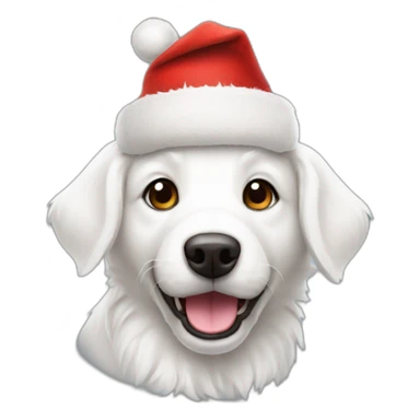 furry happy white dog with christmas hat sticker