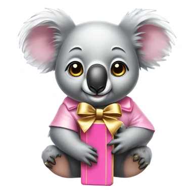 Koala with a pink bow on head with gold bar  sticker