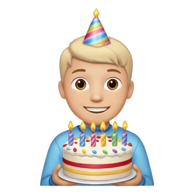 boy with birthday cake sticker