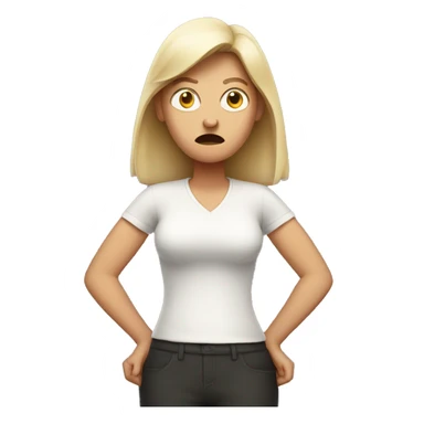 angry white woman figure with two hands put on the sides of her belly sticker