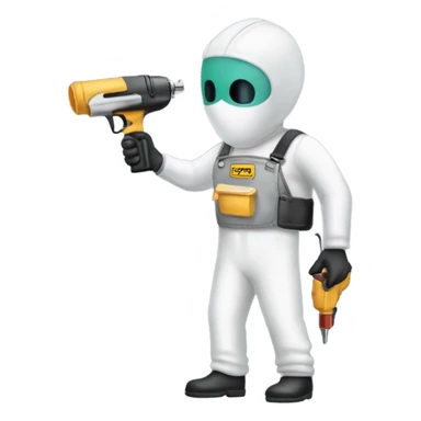 Guy in a paint suit using a spay gun to paint a car sticker