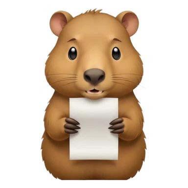 emoji of capibara chewing white paper, full height sticker