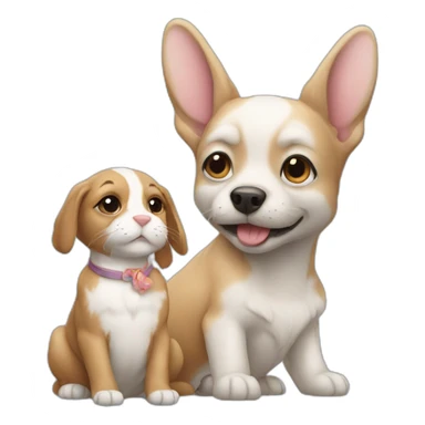 Dog with bunny sticker