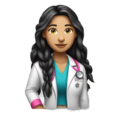  young beautiful Native American female idol scientist with feather earrings & long black hair with pink accents sticker