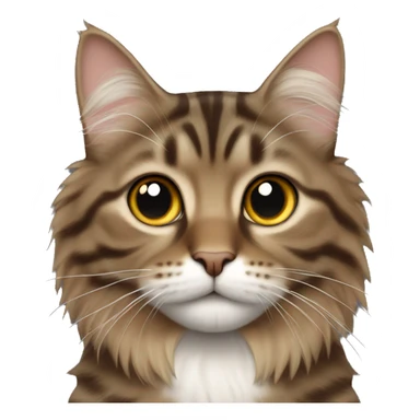 Long hair brown tabby cat no ears sticker
