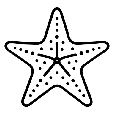 outlined starfish with detailed five arms, ocean creature icon sticker