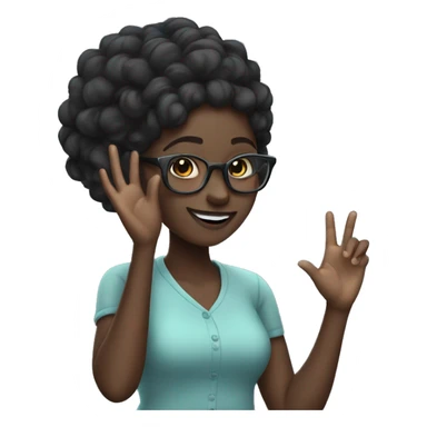 darkskin girl with glasses waving goodbye  sticker