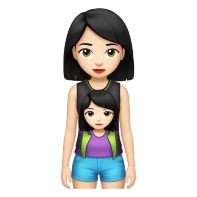 girl In Sleeveless, black hair, funky. sticker