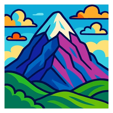 mountain, vibrant toon style, bold and cartoonish sticker