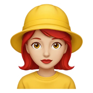 red woman with yellow hat sticker