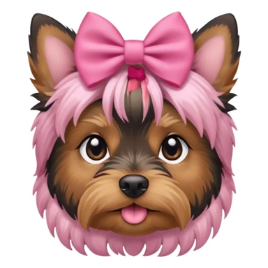 yorkshire terrier dog wearing a small pink bow on top of her head sticker