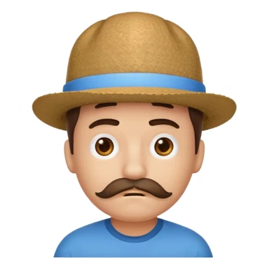 Crie um emoji de um menino de boné cabelo pro lado triste e bigode sticker
