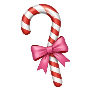 single candy cane with little pink bow sticker