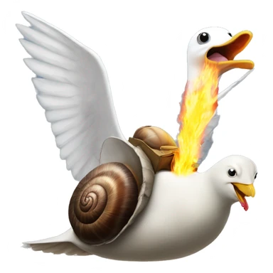 snail riding a seagull with a flamethrower sticker