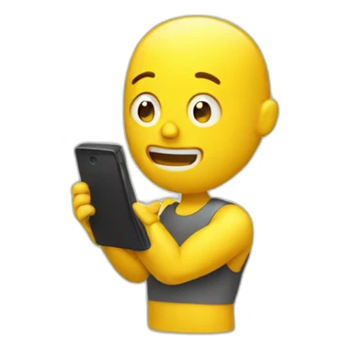 yellow man with phone sticker