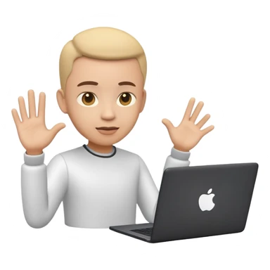 Online course, dark laptop screen with a person emerging teaching something. Lesson, video course, semi 3D emoji style sticker