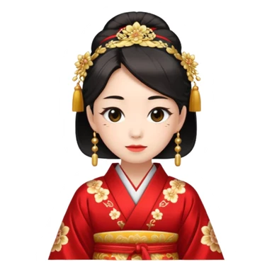 Japanese Princess with in red ceremonial robe kimono sticker