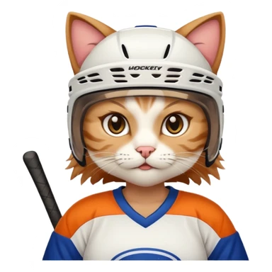 female cat hockey player sticker