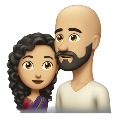 White Man bald with dark beard kissing Mexican woman with long dark curly hair sticker