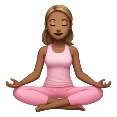 girl with light brown skin wearing pink exercise clothes sitting cross legged meditating with closed eyes 😌 sticker