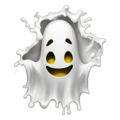 ghost stuck halfway in a wall ejecting a spray of yellowish white milky substance from center of body in all directions sticker