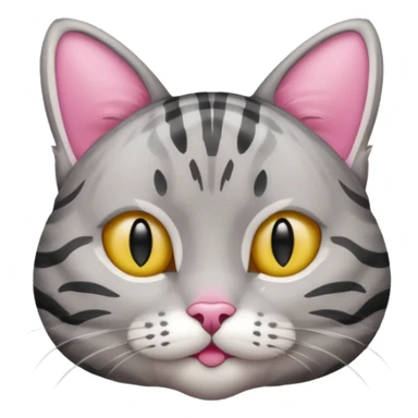 grey tabby cat: pink ears fur sticker