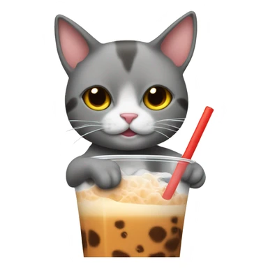 cat drinking a boba tea sticker
