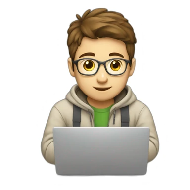 Cute programmer on his laptop sticker