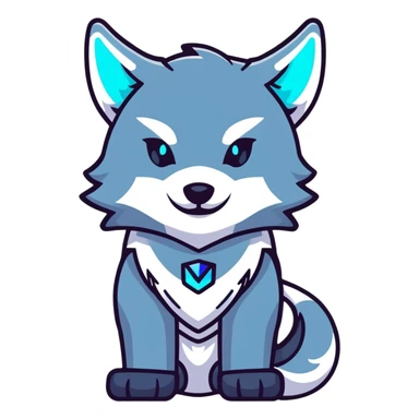 cyber wolf with holographic interface elements sticker