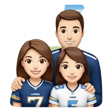 smiling at chargers game brunette hair but white skin. They are girlfriend and boyfriend  sticker