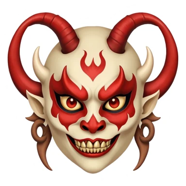 woman wearing a scary demon mask with horns sticker