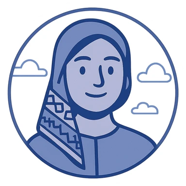 modern digital avatar of an Algerian person neutral gender, friendly expression, clean minimalist cartoonish style, subtle Algerian elements or traditional patterns integrated in a tech-inspired way, inside a circular frame with a smooth glowing effect, suitable for profile assignment, square format sticker