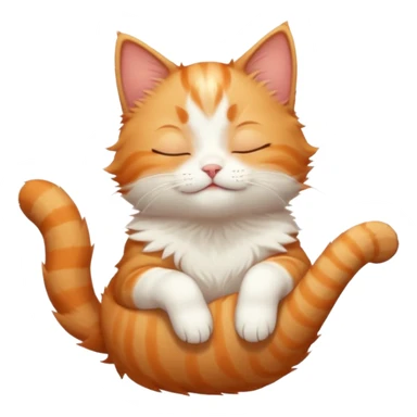 ginger and white small cat in funny positions upside down with eyes closed sticker