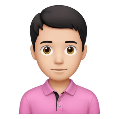 generate a pretty bratz boy wearing a pink polo shirt. Black middle part hair. handsome sticker