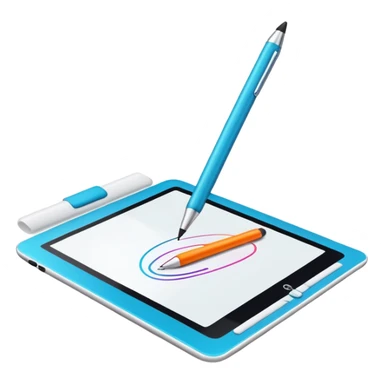 Computer graphics, digital art tools, graphic tablet, stylus, vibrant colors, smooth lines, modern design elements, minimalistic, on a white background, no extra details. sticker