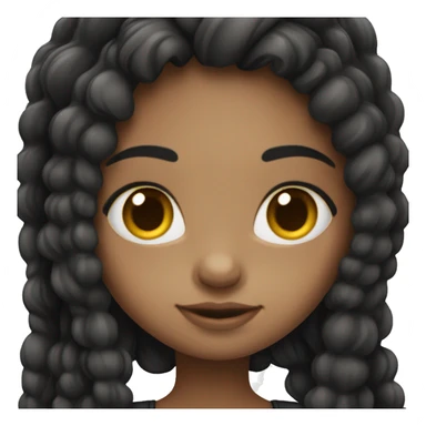 menina criança olhos pretos cabelos no ombro liso e preto sticker