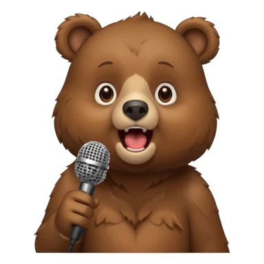 a bear singing into mic sticker