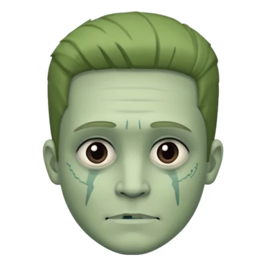 Frankie stein monster high doll boy with 5-o-clock shadow , pale white-green skin, face stiches  sticker