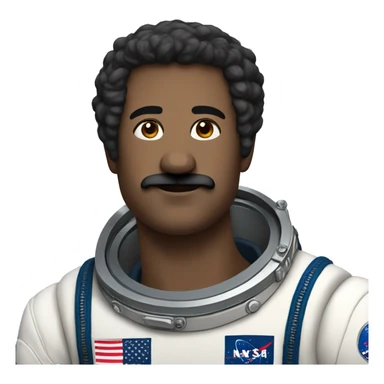 astronaut with black mustach, black hairs side parting sticker