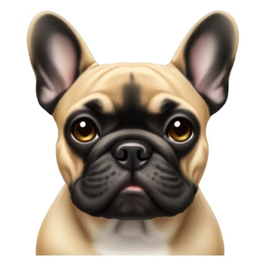 Tan French bulldog with black face sticker