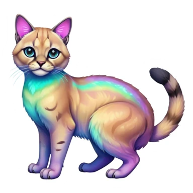 Colorful Neon Gothic exotic iridescent tropical shiny Fantasy-Siamese-Bobcat-Caracal-Scottish-Fold-feline-Fakémon-feline-hybrid (full body) sticker