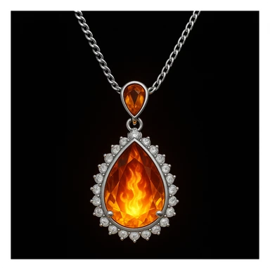 Add a yellow fiery light to the teardrop ruby pendant, representing transformation and rebirth sticker